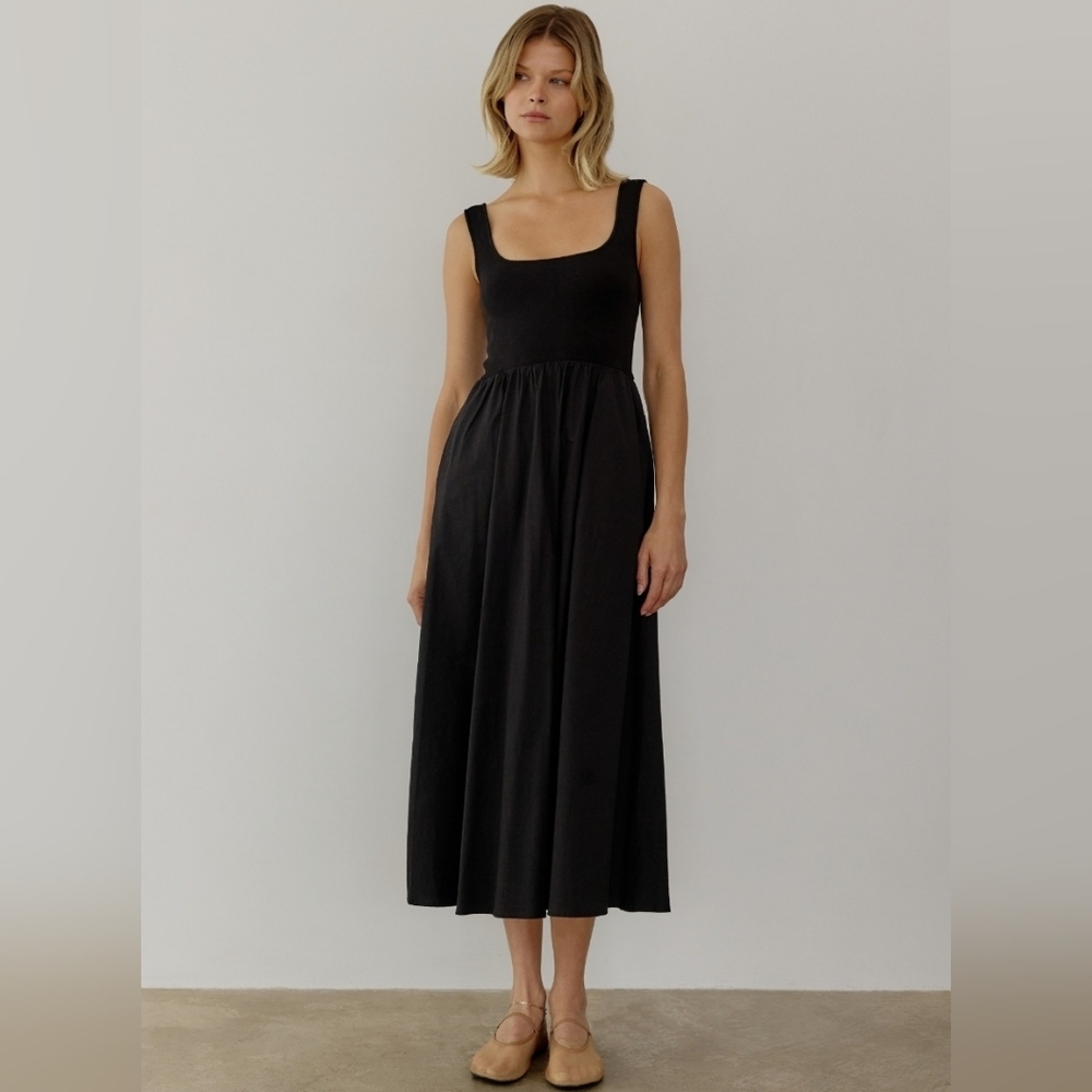 All Row Lucinda Black Midi Market Dress Size Small Minimalist Preppy Neutral - Picture 2 of 15